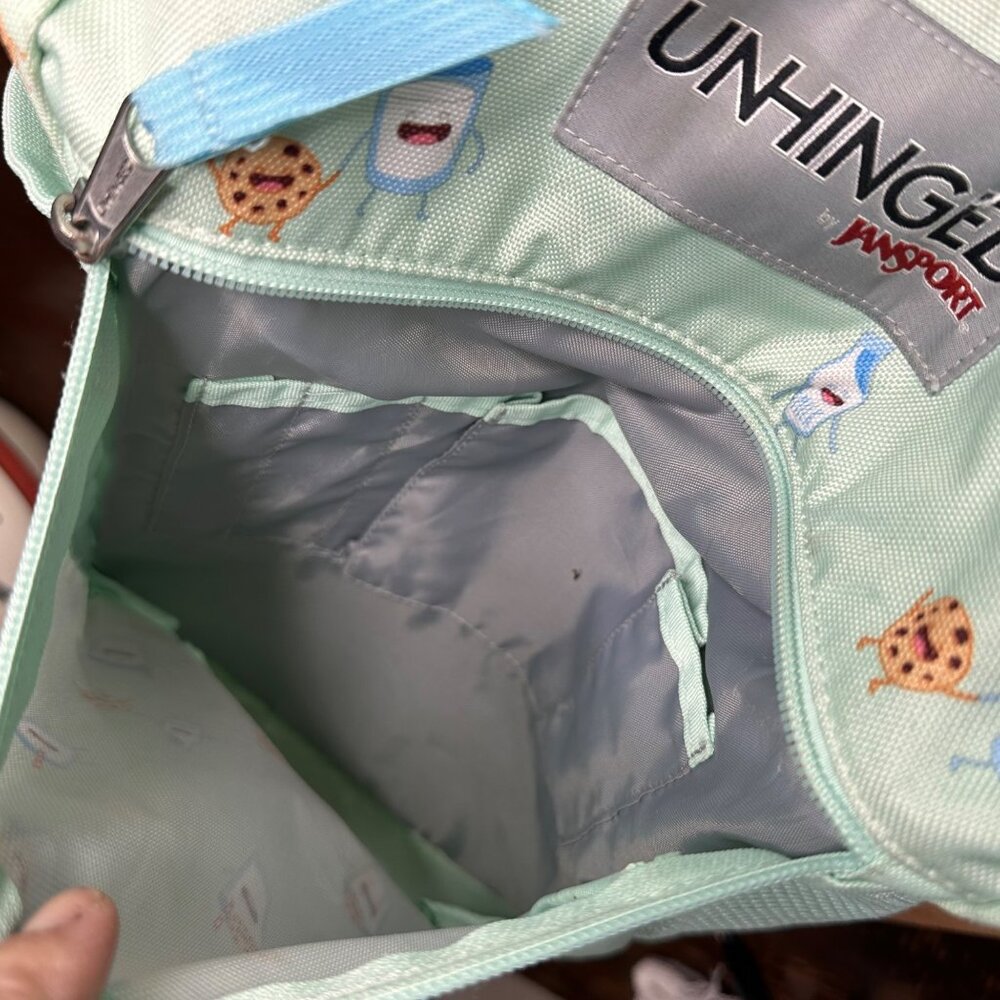 Unhinged By Jansport Mint Backpack With Milk & Cookies Print Adjustable Straps - Picture 11 of 14